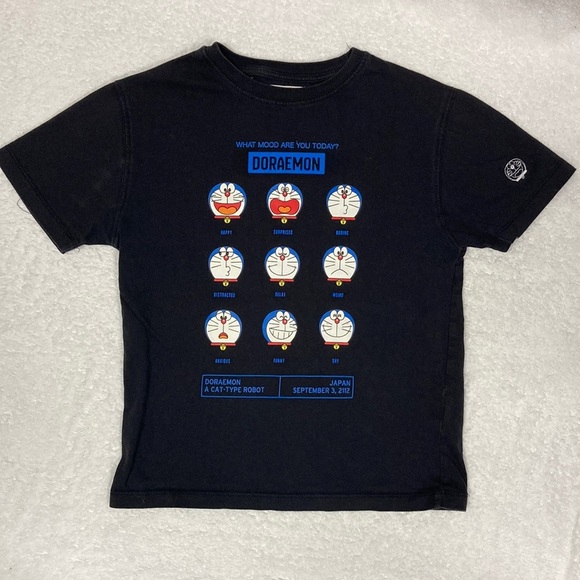 5/$20 Zara Doraemon what mood are you? Cat robot boys black size 8 tee - Picture 1 of 8